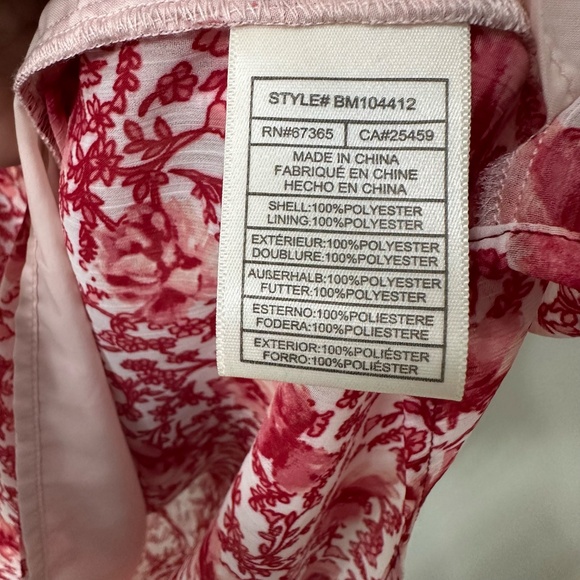 BB Dakota by Steve Madden Red/Pink Floral V Neck Peasant Top Women’s Medium - Picture 6 of 16